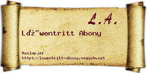 Löwentritt Abony névjegykártya